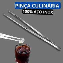 Kit 2 Stainless Steel Culinary Tongs Bar Bartender Gastronomy Chef Aquarium Straight Color Restaurant - 銀色 - 查看 2