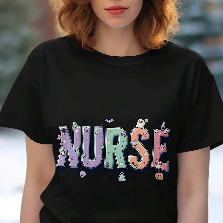 Nurse Halloween T-Shirt, Cute Nurse Fall Shirt, Halloween Nurse Gift, Scary Nurse T-Shirt, Nurse Pumpkin Shirt, Funny Nurse Costume220G Heavyweight 100% Cotton T-Shirt . This Offers A Structured Fit, Soft Feel, And Long-Lasting Wear. Perfect For Casual Style, Layering, Or Everyday Essentials, It's Breathable Yet Sturdy-Your New Favorite Go-To Shirt.