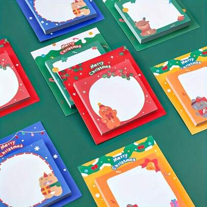 120 unidades/4 pacotes de lembretes de Natal, 30 unidades cada, em 4 cores: vermelho, adesivos de mensagem fofos, papelaria criativa, etiquetas para embalagem de presente