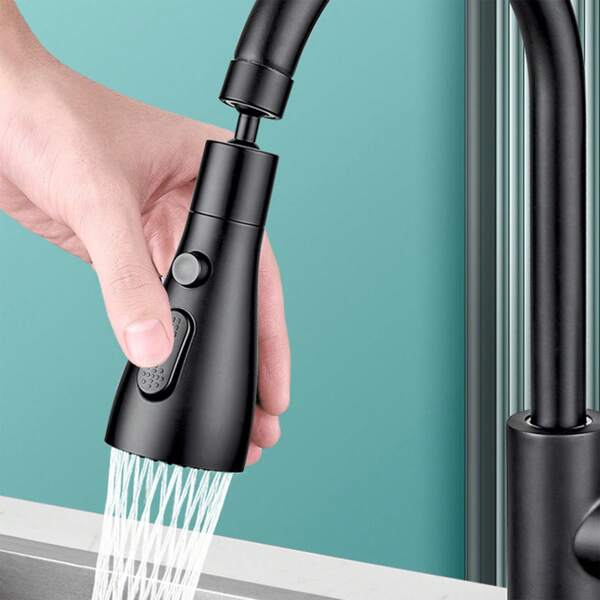 1pc Modern Kitchen Faucet Extender, 360° Swivel Spout, 3 Water Modes, Metal & Plastic, Includes 20-24mm Diameter Installation Adapter, Multi-Function Aerator, Shower & Scraper Water Outlet