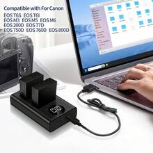 EDEKOY LP-E17 USB Dual Charger (LC-E17 Charger) Compatible With Canon LP-E17/LP-E17C Batteries, Also Suitable For Canon EOS M3 M5 M6 Mark II 77D 200D 750D 760D 800D 9000D KISS X8i Rebel T6i T6i 6s T7i T8i SL2 SL3 BG-E18 And Other Digital Camera Batteries - Black USB-typeC - View 5