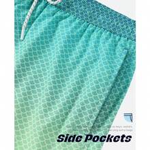 Men's Swim Shorts 5 Inch Swimwear Swimming Trunks For Men Beach Shorts - Green Gradient - View 4