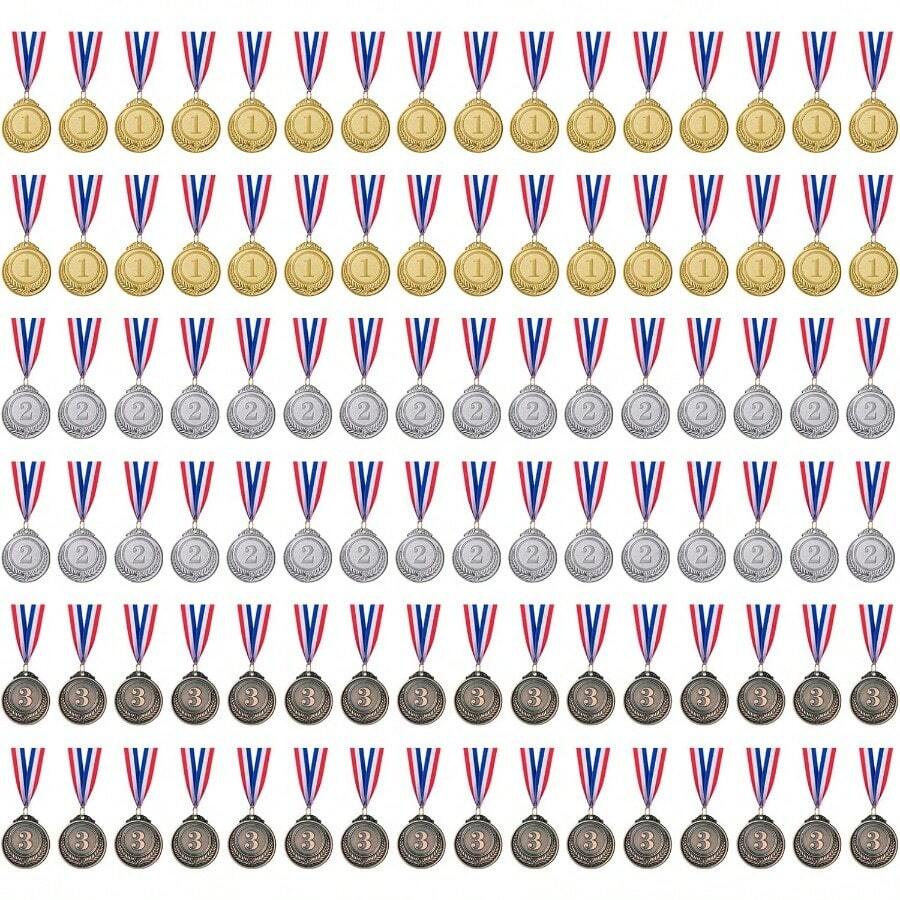 Gold Silver Bronze Award Medals-Winner Medals Gold Silver Bronze Prizes For Competitions, Party, Style, 2 Inches - Gold Silver Bronze-48 Pcs - View 1