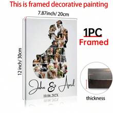 1pc Custom Wedding Couple Photo Collage Template |Editable + Printable Canva Template |Custom Wedding Anniversary |DIY Bride And Groom Photo Collage,Suitable For Bathroom Decor ,Kitchen Decor,Living Room Decor,Bedroom Decor,Optional Frame - Multicolor - View 13