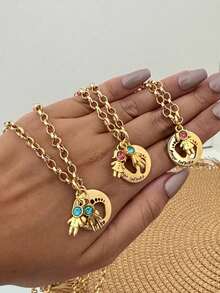 Colar semi joia de filhos strass menina e menino amor infinito pezinhos corrente elo português verniz italiano