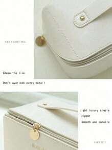 1 pieza Bolsa de maquillaje portátil de gran capacidad, bolsa de maquillaje con forma de almohada grande de PU de moda, adecuada para mujeres, diseño con cremallera, bolsa de maquillaje reutilizable, bolsa de cosméticos, bolsa de cuidado de la piel, bolsa de aseo, caja de regalo, artículos esenciales de viaje, artículos esenciales de crucero, útiles escolares, bolsa de cosméticos, artículos esenciales de vacaciones, bolsa de maquillaje y organizador de maquillaje, regalo para mujeres, regalo de Navidad, regalo de regreso a la escuela