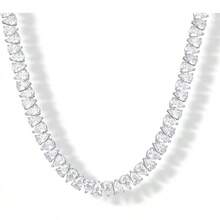 PAVOI 14K Gold Plated Simulated Tennis Women - Classic Tennis Chain - Timeless Station Round And Pear Cubic Zirconia Stones Choker Necklace - 梨形 - 18英寸 - 查看 1