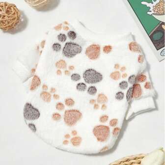 Mascot Clothing For Dogs, Cat Clothing, New Cross-Border Hot Selling Dog Clothes, Breathable & Comfortable Flannel Paw Print Pet Apparel For Spring, Autumn & Winter