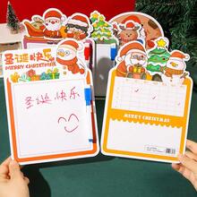 1/6 Stücke Weihnachts-Cartoon-Themen Zeichenbrett mit 1 Pinsel, Weihnachts-Handschrift-Brett als kleines Geschenk, süßer Schneemann & Rentier Mini-Zeichenbrett
