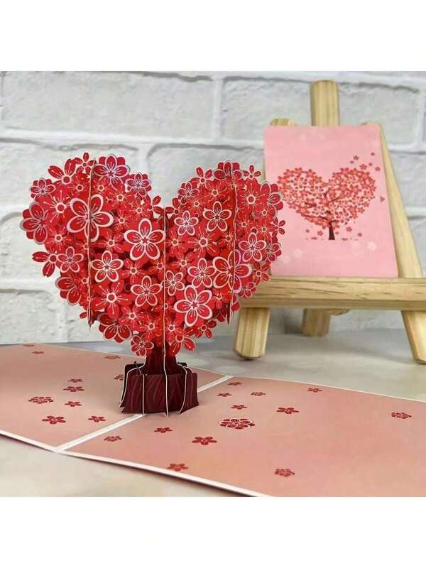Hot Silvery Shine 1pc 3D Pop-Up Greeting Card - Giving Tree Pattern - Suitable For Valentine's Day, Wedding, Engagement, Miss You, Anniversary, Her, Girlfriend, Wife, Friend, Back To School, School Supplies
