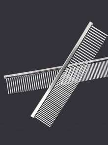 1 Piece Stainless Steel Pet Comb, Cat And Dog Hair Comb, Double-Sided Straight Comb Steel Comb, Suitable For All Types Of Long And Short Hair