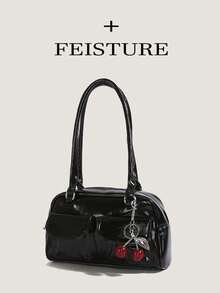 Túi Tote Thời Trang Xuân/Hè Mới Cho Nữ, Túi Đi Làm Nhiều Ngăn Dung Tích Lớn, Thích Hợp Cho Lễ Hội Âm Nhạc, Tiệc Tùng, Túi Quà Tặng Có Mặt Dây Chuyền Hình Quả Anh Đào - màu đen - Xem 3