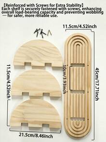 1件/2件几何造型壁挂式置物架，木质悬浮置物架，乡村风木质壁挂式收纳架，卧室厨房壁挂式木质展示架，马桶上方壁挂式置物架，小型壁挂式农舍风格装饰，春季家居装饰，完美的母亲节礼物 - 原木色 - 查看 20