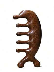 1 Stück Meridian Massage Kamm, Sandelholz Delfinkopf, Schulter und Nacken Massage Kamm, Fünf-Zahn-Holztherapie Kamm, geeignet für Meridian Massage zur Stresslinderung und Stimmungsaufhellung, Körperpflege für Reisen, Outdoor, Sport, Büro, Schule