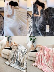 1pc Solid Color Thicken Multi-Purpose Blanket, Sofa Throw, Nap Blanket, Air Conditioning Blanket, Car Blanket, Skin-Friendly, Soft And Comfortable, Suitable For Guest Room, Bedroom And Home Use