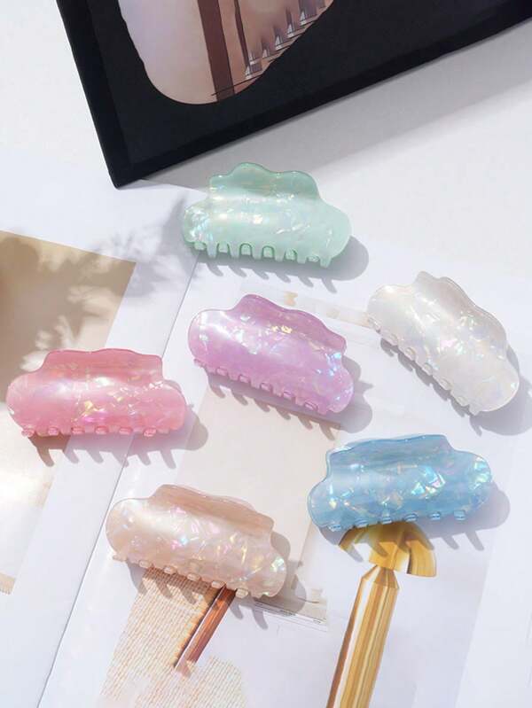 1pc Iridescent Starry Shark Claw Hair Clip, Large Size, Voluminous Hair, Elegant Cloud Claw Clip/Hair Accessory/Gift/Mother's Gift Hair Accessories