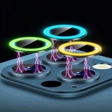 3 paquetes de protectores de lente luminosos de colores aleatorios para iPhone 16e/16Pro Max/16Pro/15Pro Max - Anillo que brilla en la oscuridad, resistente a arañazos 9H, regalo sorpresa con herramientas, nueve colores seleccionados al azar