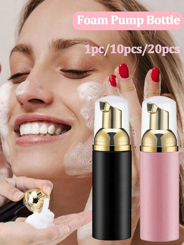 1pc/10pcs/20pcs Soap Foam Bottles Empty Plastic Foam Dispenser Bottle Travel Size Foam Dispenser For Eyelash Shampoo, Hand Soap, Foam Cleanser (50ml Pink/Black), Press Pink Foam Bottle Face Cleanser Mousse Foaming Bottletravel Essentials Vacation Holiday Travel Bottles