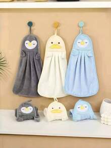 1pc Hanging Hand Towel, Absorbent Washcloth, Baby Hand Towel, Cute Penguin, Duck, Duckling Design Shower Towels For Beaty Salon, Hotel Sports,Home Essentials, Towel, Skin Care - Multicolor - View 5