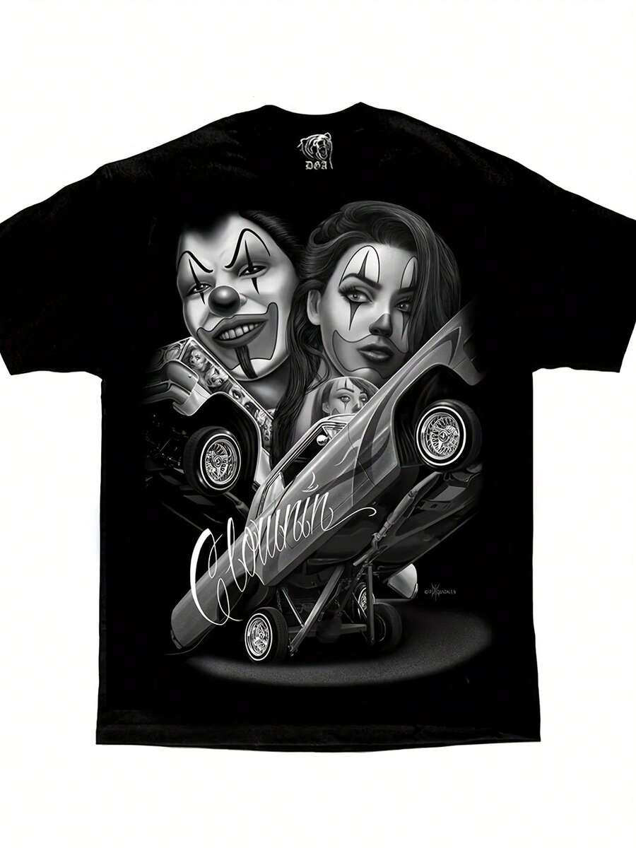 [DGA Homies Art] DGA Homies Art T Shirt, Comfortable Cotton Men's Round Neck Short Sleeves| Straight Clowning Payasa Lowrider Chola D Gonzales| 180g - màu đen - Xem 1