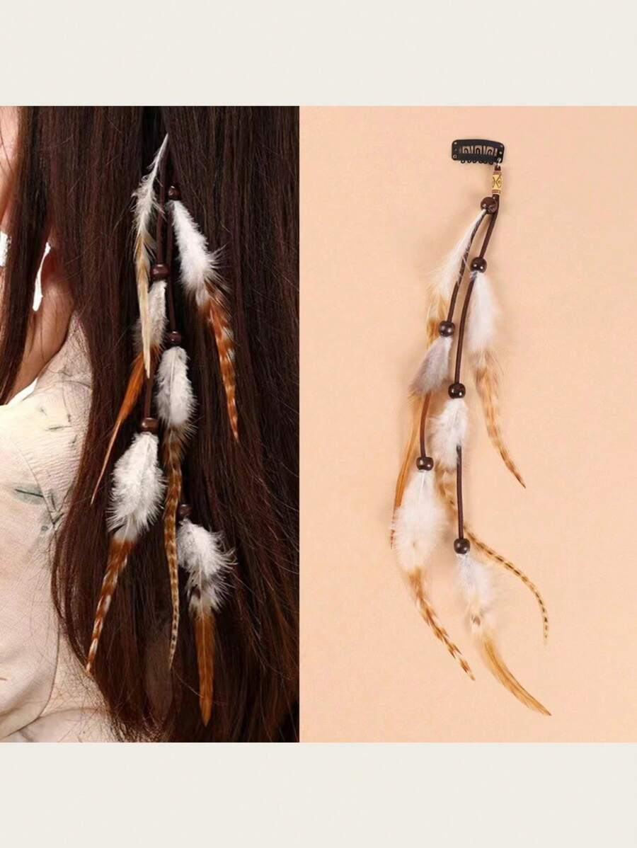 1 pieza Pinza/pasador de pelo con pluma larga, accesorio de pelo con pluma, joyería, pinzas de garra, ganchos para el cabello, pinzas para el cabello, pasador de pelo, barretas para el cabello