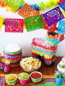 Mexican Style Flag Banner, 8pcs Square/9pcs Rectangle Hanging Felt Flags, Colorful Hollowed-Out Flags Mexican Elements Garland Flag Banner, Perfect For Day Of The Dead Decor,Mexican Party Decor,Carnival Festival Holiday Halloween Party Supplies, Pinata Themed Wall Background Decoration