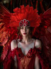 1 件女士羽毛头饰羽毛亮片头饰狂欢节头饰服装歌舞女郎配饰，万圣节