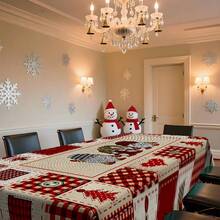 1pc Rectangular Tablecloth, Christmas Themed Tablecloth Collection With Reindeer, Gingerbread Man, Snowman And Other Patterns, Creates Holiday Atmosphere, Suitable For Daily Home, Living Room, Dining Room, Christmas-Themed Events