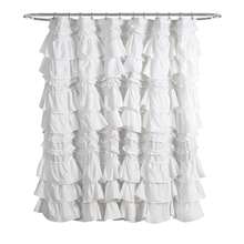 Lush Decor Kemmy Ruffled Shower Curtain, Single, 72" W X 72" L, White - Bathroom Curtain - Fabric Shower Curtains For Bathroom - Coquette Decor Halloween-Fall Decor-Room Decor - 白色 - 查看 7