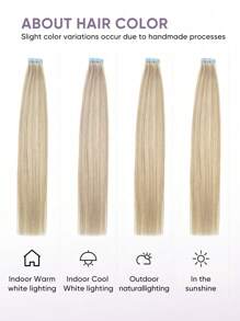 20pcs Tape-In Hair Extensions, Real Human Hair, 14-22 Inches, Painless Double-Sided Tape-In, Invisible Tape-In Hair Extensions, Straight, Suitable For Party, Halloween Costumes - S18/613 - View 8