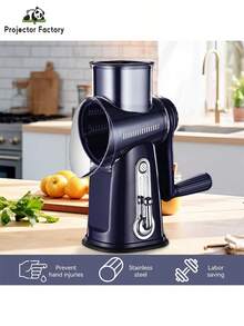 LIPETY 5 In 1 Stainless Steel Vegetable Slicer Cheese Grater, Multifunctional Kitchen Cutter With Powerful Suction Base For Home Restaurant Use - Black - View 4