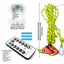 1pc Outdoor Camping Glow Rope Light, Non-Slip Night Boundary, Holiday Decor Rope Light, Battery Box Remote Control, Glow Wind Rope 2-In-1, Camping Party Outdoor Activities