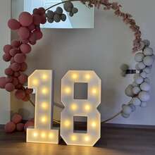 1pc Digital Marquee KT Board Numbers 0-9: 73cm/28.7inch Warm Light Up Frame, Plug-In Decor For Birthday & Anniversary Parties - trắng - Xem 3