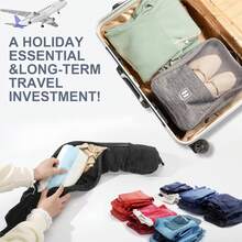 Convertible Travel Pillow With Ergonomic U-Shaped Neck Support System, Hands-Free Inflatable Aircraft And Car Nap Accessory Kit Including Removable Tote Bag For Storage, Breathable Comfort Technology To Relieve Stress During Long Flights, Road Trips, Office Breaks Or Camping, Portable Compressible Construction With Adjustable Support Straps Travel Essentials Vacation Holiday Neck Pillow Travel - Multicolor - View 7