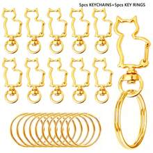 10/20 Peças Chaveiro em Formato de Gato de Liga Metálica com Argola - Acessório de Joia DIY, Chaveiro Giratório, Chaveiro com Mola
