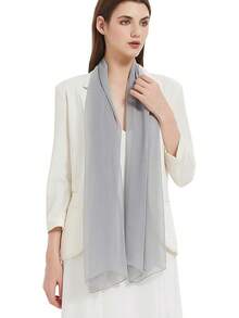 2025PANTONIGHT Long Chiffon Sheer Scarf For Womens - 055 Plain Gray - View 12