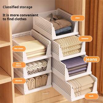 Wardrobe Storage Rack, Multi-Layer Drawer Layered Partition Storage Rack, Home Bedroom Storage Box, Cabinet Partition Shelf