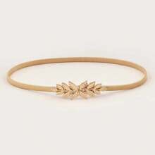 1 件女式银叶装饰腰带，优雅百搭弹性腰链配饰，可搭配连衣裙、裙子、夹克，适合日常休闲和派对场合夏季、学校秋季、秋季、万圣节 - 金色 - 查看 10