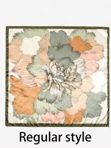 1 件简约印花 90 厘米方形围巾，新款春季女士头巾，百搭腰带，头带，时尚围巾 - 彩色 - 查看 13