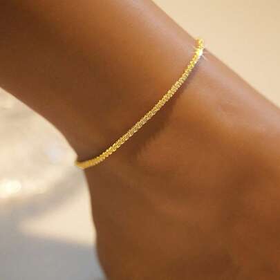 1pc 925 Sterling Silver Delicate Flower Anklet, Minimalist Shiny Chain Jewelry, Versatile Sweet Daily Wear Silver Accessory