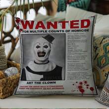 WB 1PC Terrifier Movie Art The Clown Horror Classic Movie Pillow Cushion Cover Pillowcase Living Room Sofa Home Decor Customized