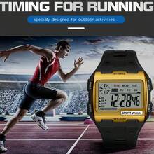 Men's Fashion Sports Digital Watch Outdoor Waterproof Watch Military LED Backlight Large Screen Wristwatch - 黑色 - 查看 4