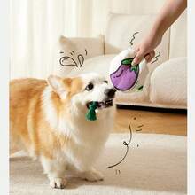 2 Packs Fabric Dog Toys - Purple Eggplant & Yellow Pumpkin Plush, Crinkle Squeaky Chew Toys For Puppies, Machine Washable Veggie-Themed Boredom Busters For Teething