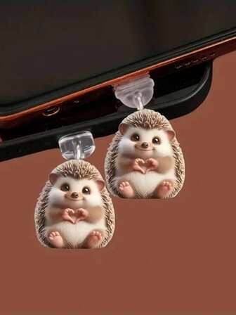 1pc 2D Acrylic Flat Hedgehog Phone Dust Plug, Compatible With Apple/Type-C Interface Dust Proof Cover, Not 3D Gifts For Mother, Family, Friends, Kids, Birthday, Holiday Phone Acsessories Phone Charm