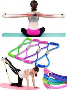 New 8-Shaped Gravity Stretch Band With Handles - Stackable TPE Resistance Bands For Yoga, Pilates, Arm & Leg Stretching - Blue/Purple/Pink/Green/Black - Ideal For Beginners & Home Workouts, Yoga Accessories | Versatile Exercise Tool