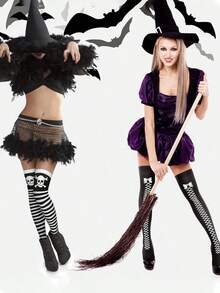 Briartw 4 Pairs Halloween Over-The-Knee Socks, Cosplay Holiday Socks, Random Style (Color) Shipment, Y2K - Multicolor - View 5