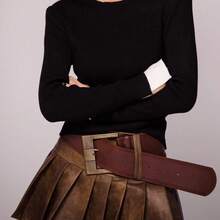 Spicy Girl Style Wide Belt For Women, Vintage Melad Style Waist Slimming Belt, Elegant High-End Belt For Matching Skirts, Fashionable Elegant Belt For Women - 棕色 - 查看 3