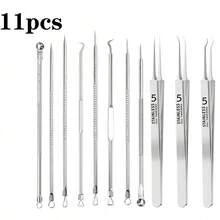 Bộ dụng cụ trị mụn đầu đen, bao gồm dụng cụ lấy mụn đầu đen, dụng cụ lấy mụn trứng cá, cọ rửa mặt, túi đựng, hộp đựng và khay đựng dành cho nữ. - Q - Xem 10