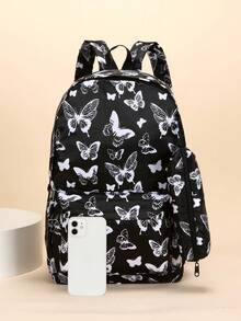 2个装撞色书包精美小清新蝴蝶印花青年大容量背包返校季书包