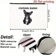 A Two Pieces Personalized Custom Dog Photo Tote Bag And Makeup Bag Set. A Cute Dog-Themed Gift. A Small Travel Makeup Bag Suitable For Pet Lovers. A Zipper Bag Suitable For Teenagers, Daughters And Sisters. An Interesting Pet Gift. A Decorative Makeup Storage Bag For Birthdays And Christmas. Makeup Storage Bag. , Valentine's Day